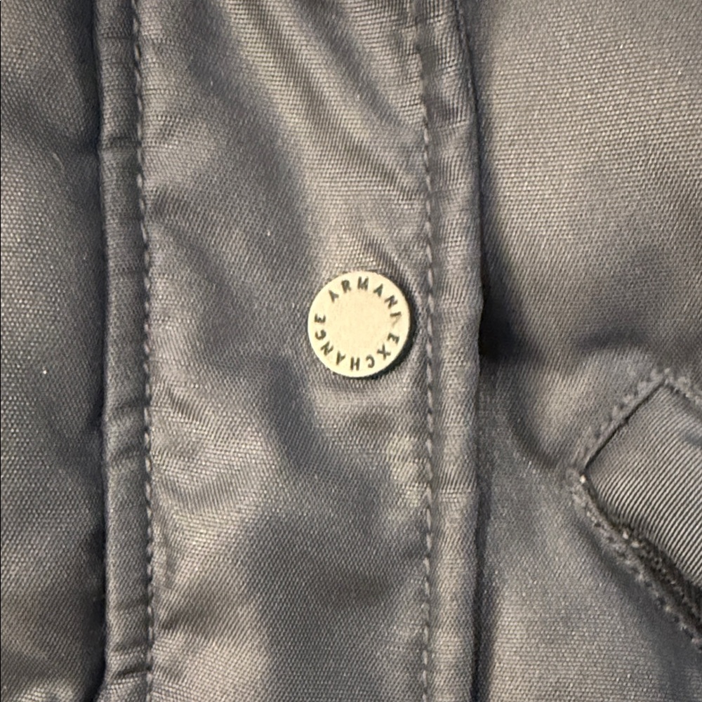 AX Armani Exchange White Duck Down Black Puffer Jacket Faux Fur Trim S - Picture 8 of 13